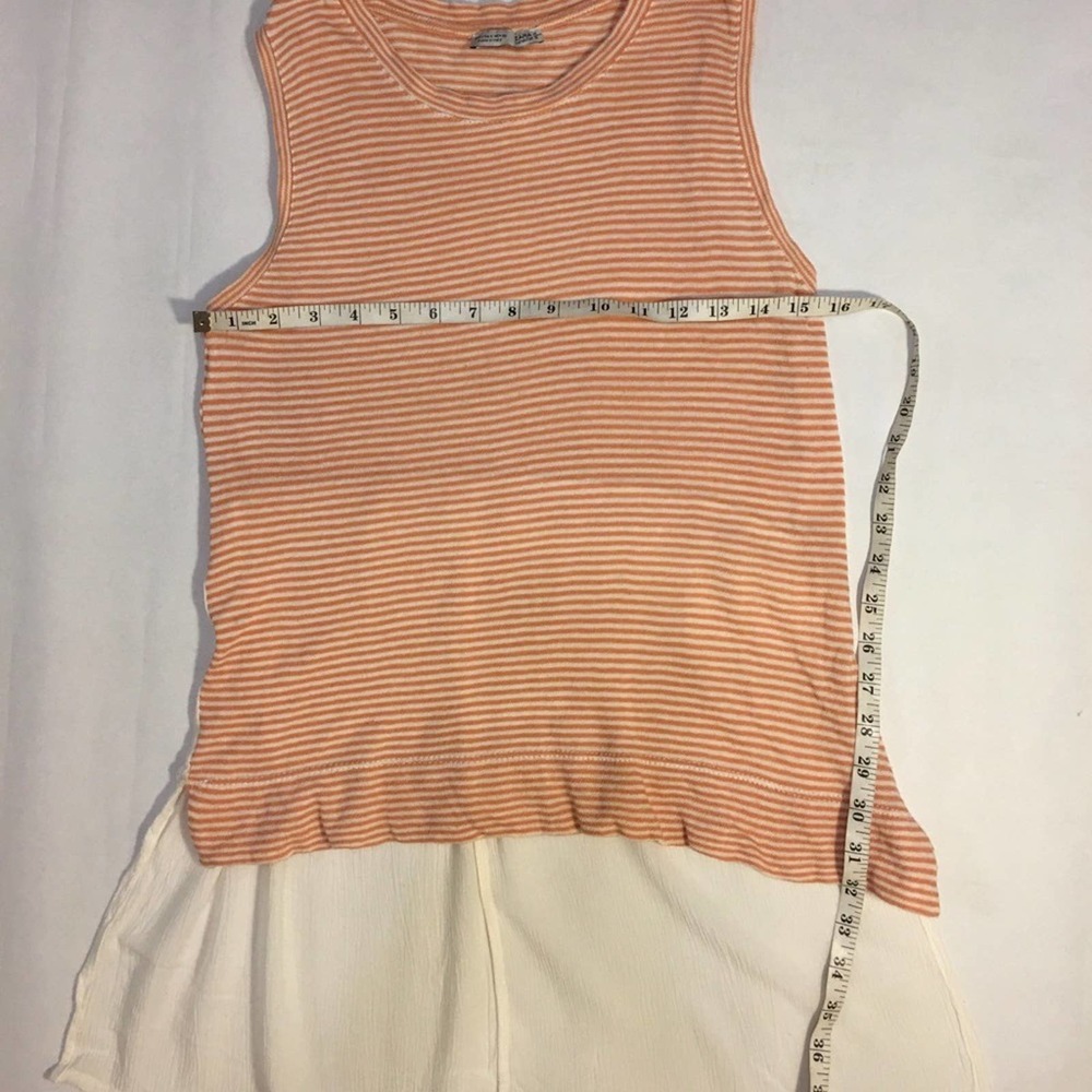 Zara Orange Striped Top White Mesh Back Size Small - Picture 2 of 6